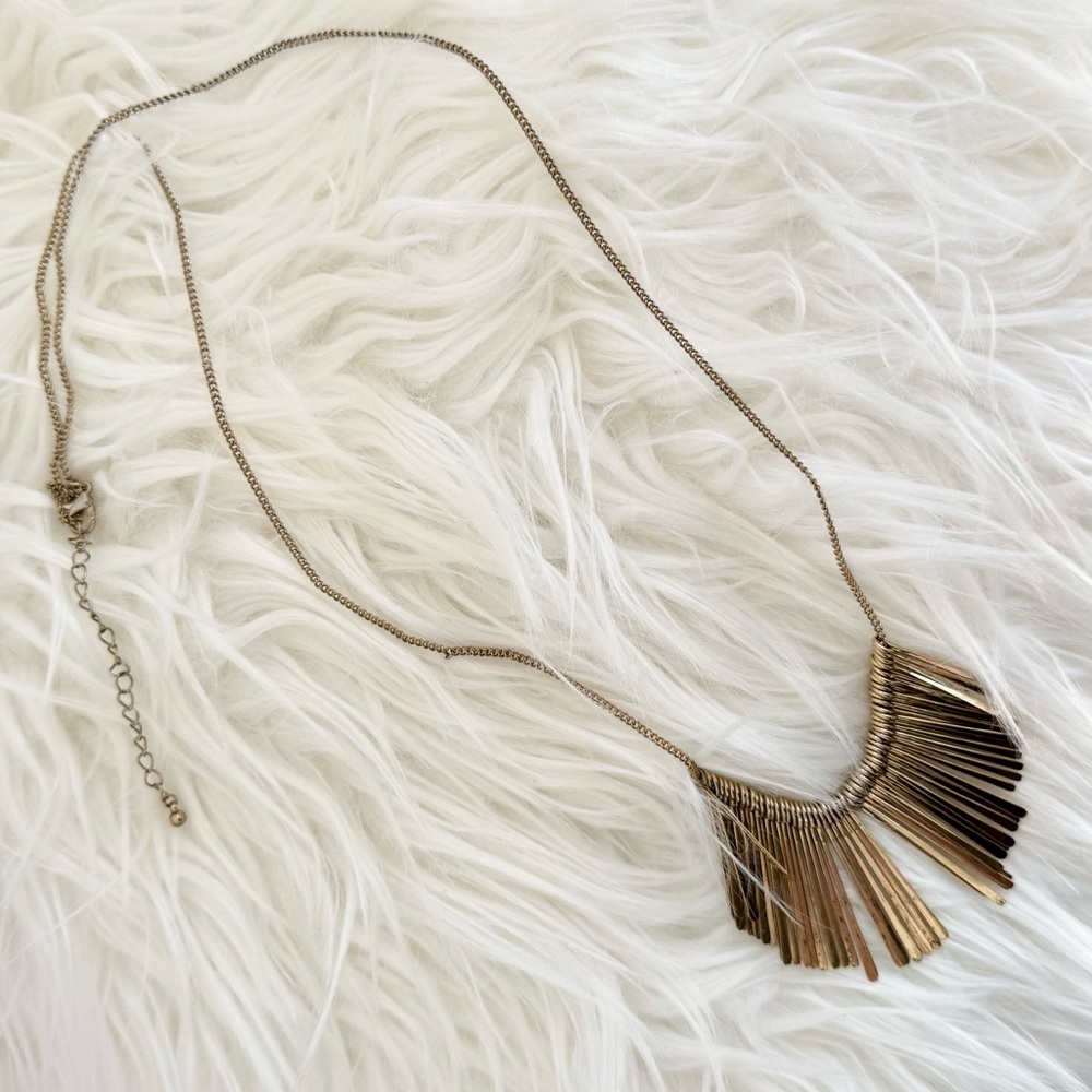 Gold Fringe Drop Necklace